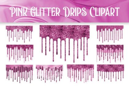 Pink Glitter Drips Clipart