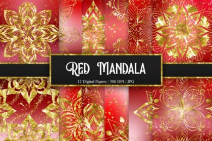 Red Mandala Glitter Background