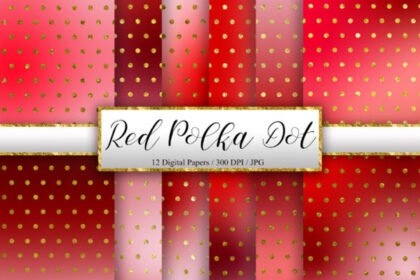 Red Polka Dot Glitter Digital Papers