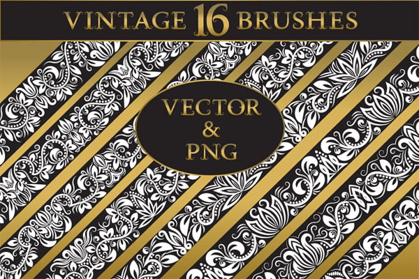 16 Vintage Floral Brushes