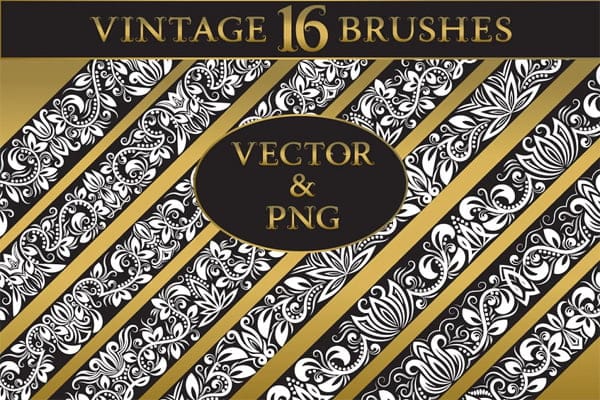 16 Vintage Floral Brushes 16 Vintage Floral Brushes