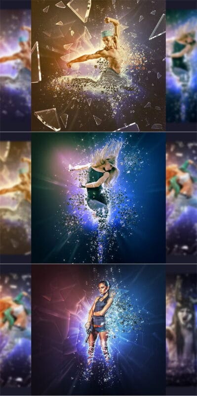 Fragmentation Broken Glass Photoshop Action Fragmentation Broken Glass Action
