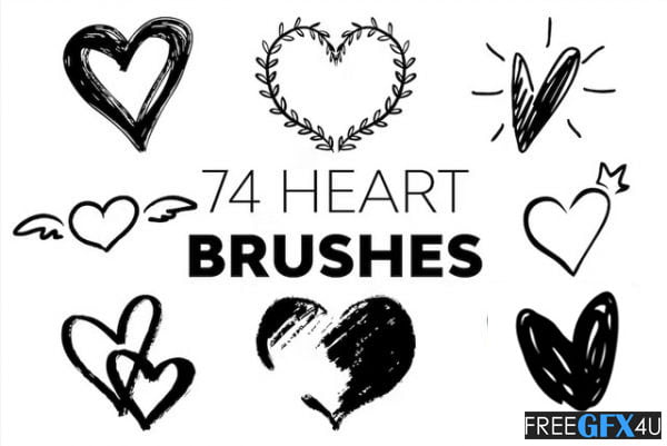 74 Heart Brushes