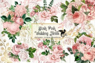 Blush Pink Wedding Floral Clipart