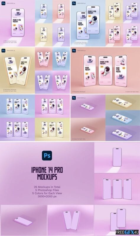 CreativeMarket - iPhone 14 Pro Mockups iPhone 14 Pro Mockups