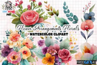 Flower Arrangements Watercolor Clipart