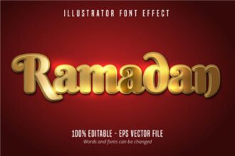 Ramadan Text Effect Shiny Gold Alphabet
