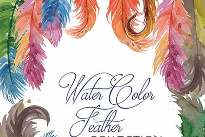 Watercolor Feathers Overlays