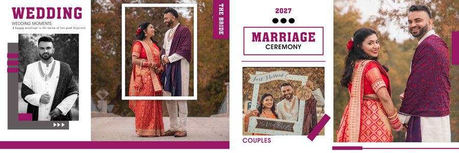 12x36 Wedding Album Design PSD Spread 1
