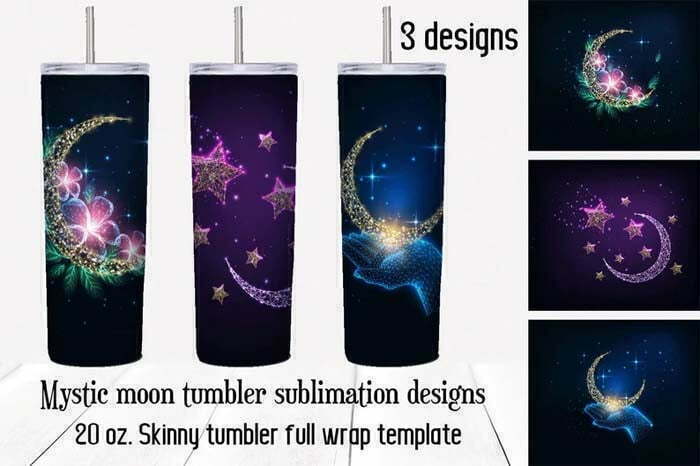 Mystic Moon Tumbler Sublimation Designs