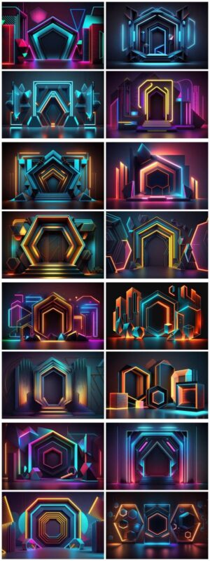16 Cyber Podium Backgrounds in 6K 16 Cyber Podium Backgrounds in 6K