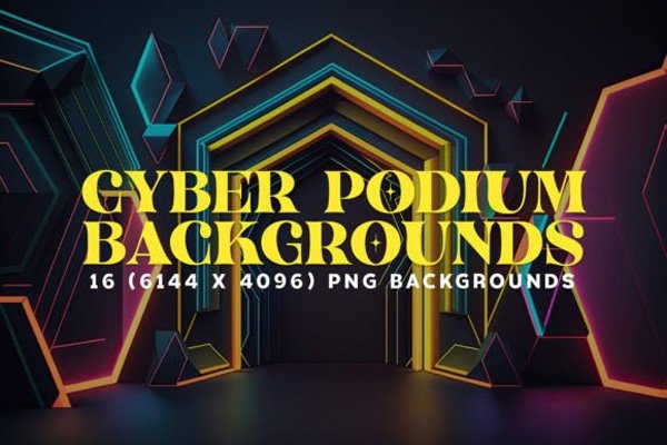 16 Cyber Podium Backgrounds in 6K 16 Cyber Podium Backgrounds in 6K