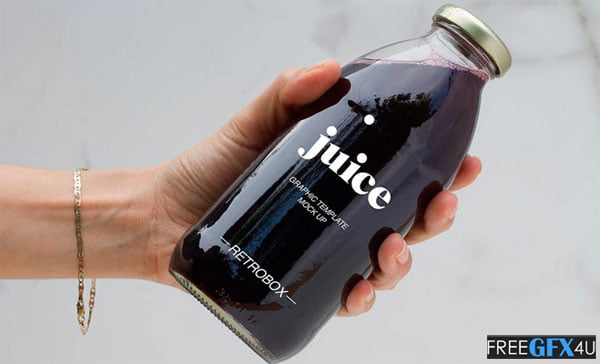 4 Juice Glass Bottle Mockups 4 Juice Glass Bottle Mockups