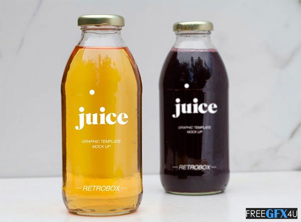 4 Juice Glass Bottle Mockups 4 Juice Glass Bottle Mockups