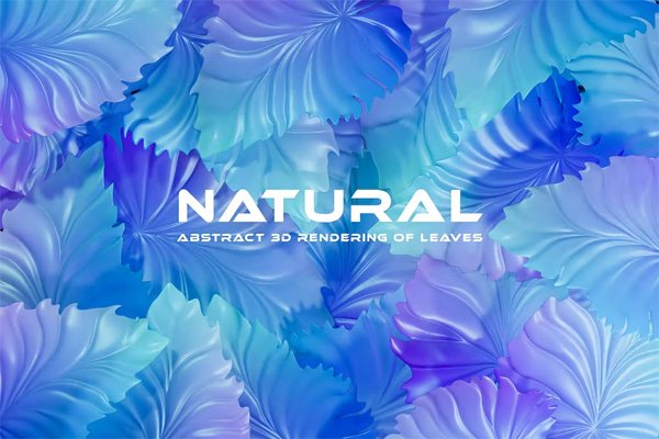 Natural 3D Background With Blue Leaves Natural 3D Background With Blue Leaves