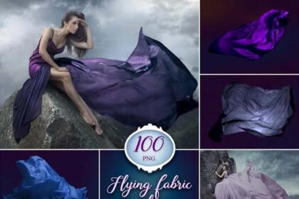 100 Flying Fabric Photoshop Overlays PNG Free Download