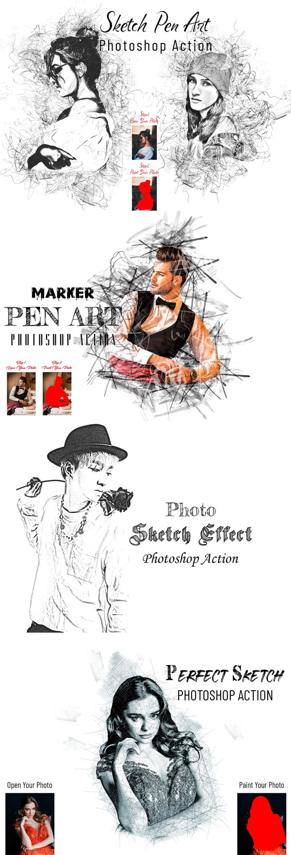 19 in 1 Sketch PS Action Bundle 19 in 1 Sketch PS Action Bundle