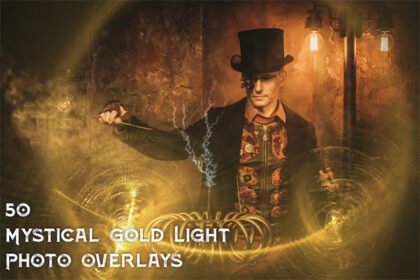 50 Mystical Gold Light Photo Overlays