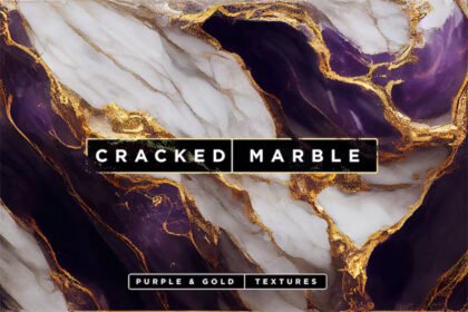 Set of Purple and Gold Marble Textures