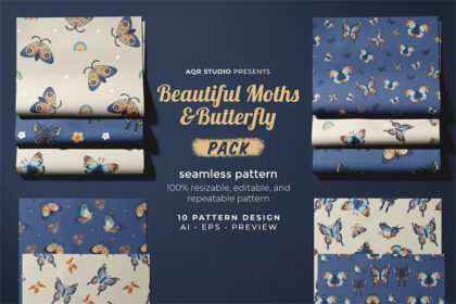 Moths and Butterfly Seamless Pattern