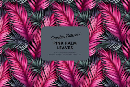 Pink Palm Leaves Seamless Pattern