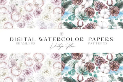 White Flowers Watercolor Patterns