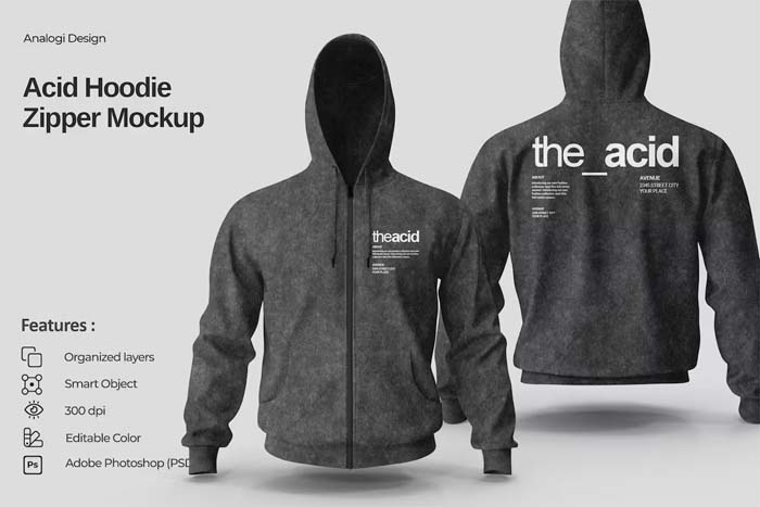 Acid Hoodie Zipper Mockup 4QQVHP8