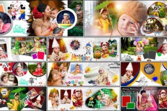 15 New 2023 Baby Birthday Photo Album Design PSD Templates