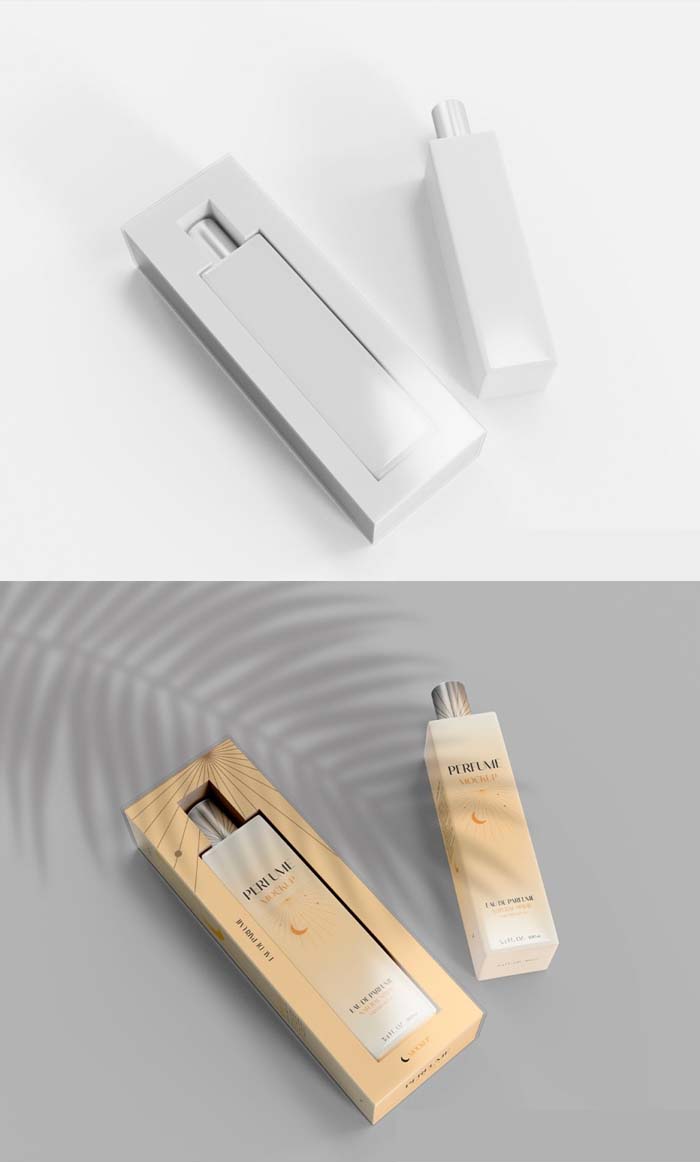Perfume Bottle with Packaging Mockup
