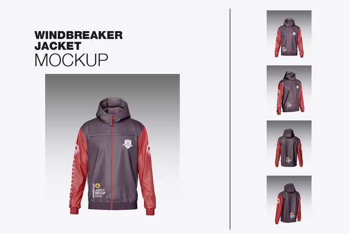 Set Windbreaker Jacket Mockup Set Windbreaker Jacket Mockup