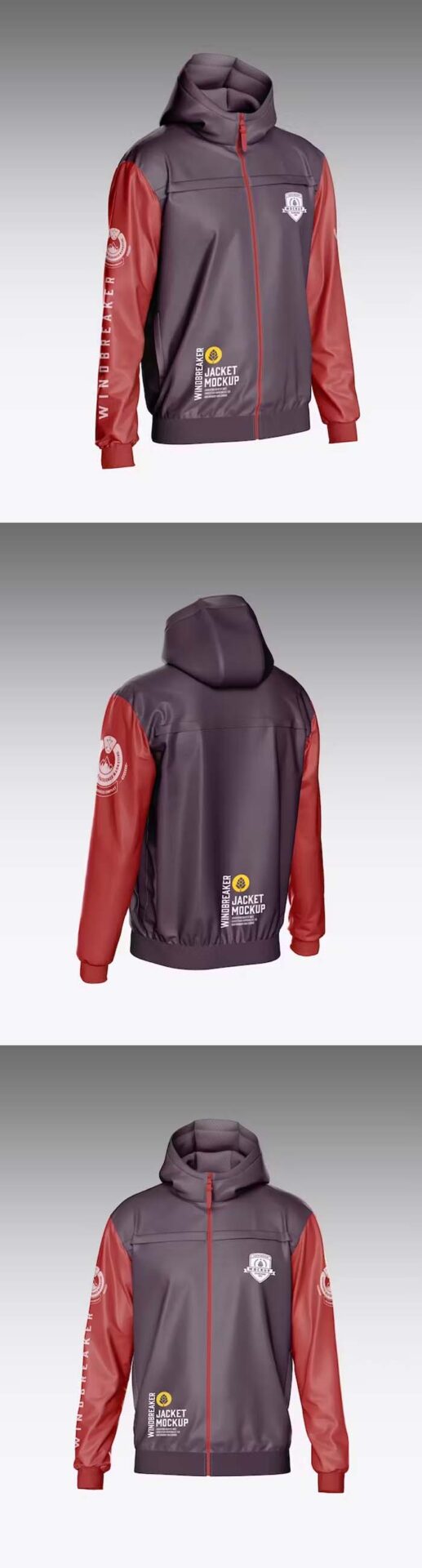 Set Windbreaker Jacket Mockup Set Windbreaker Jacket Mockups