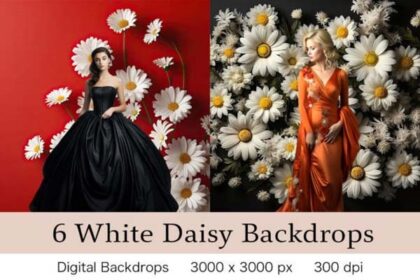 White Daisy Flowers Backdrops