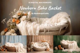 Newborn Boho Basket Digital Backdrops