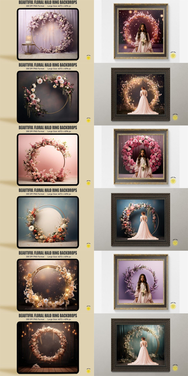 Beautiful Floral Halo Ring Backdrops Beautiful Floral Halo Ring Backdrops