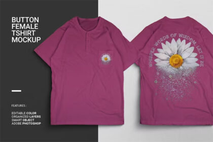 Feminine T-Shirt Mockup With Buttons