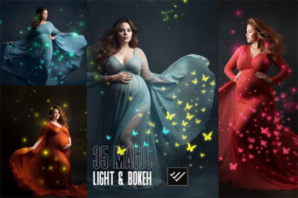 35 Magical Maternity Overlays with Light and Bokeh Effect