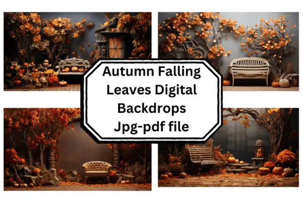 Autumn Falling Leaves Digital Backdrops | Luckystudio4u