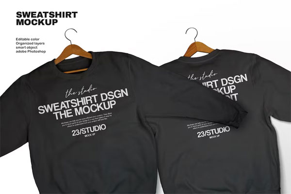 Black Sweatshirt Hanging Mockup Black Sweatshirt Hanging Mockup