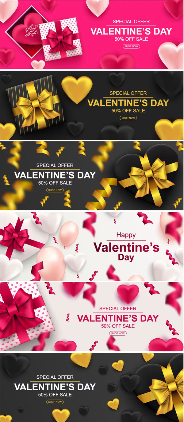 Collection Web Banners Template For Valentine's Day