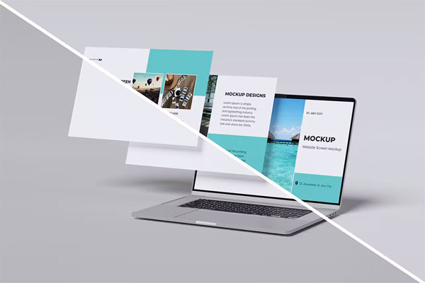 Floating Laptop and Screen Mockup Floating Laptop and Screen Mockup