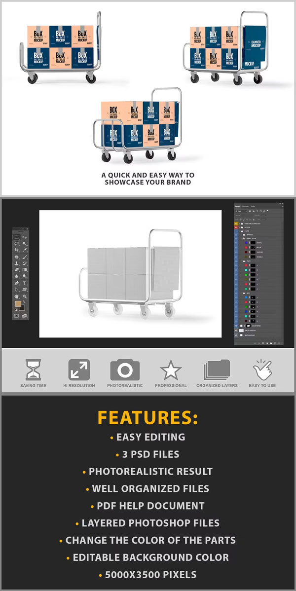 Hand Truck Mockup With Boxes Hand Truck Mockup With Boxes