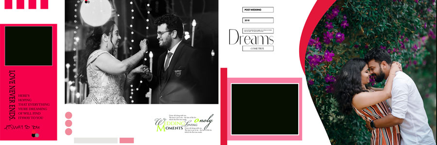 Clean modern pre wedding album design PSD