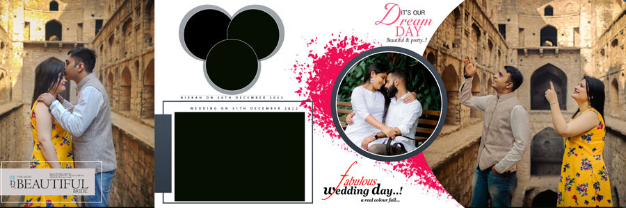 Pre wedding album PSD with modern typography