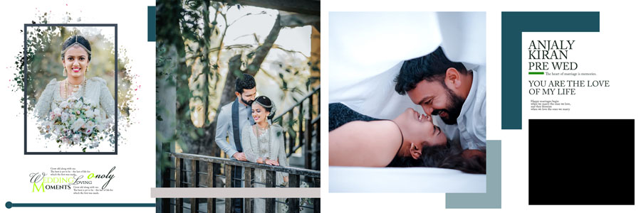 Creative pre wedding album design PSD for photo studio