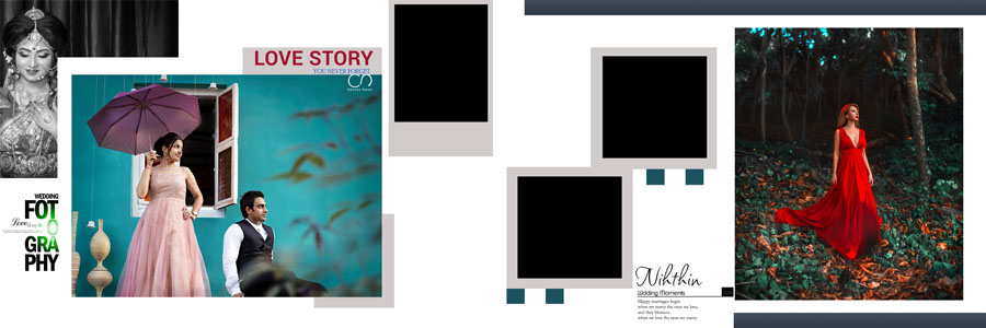Elegant pre wedding photo album DM design layout