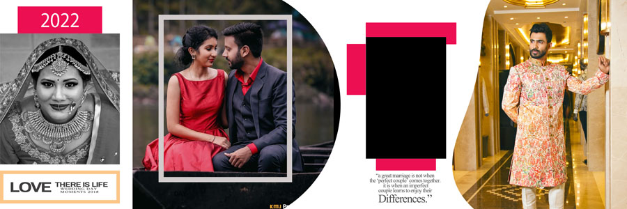 New pre wedding album layout PSD preview image