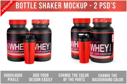 Protein Shaker and Bottle Mockup