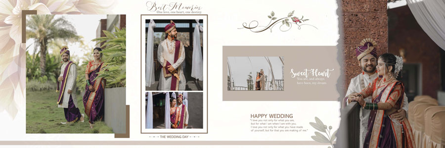 Elegant Indian wedding album PSD template 12x36 editable design