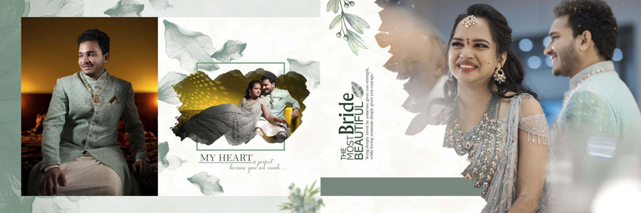 Creative 12x36 wedding album PSD for Indian couples with editable layouts