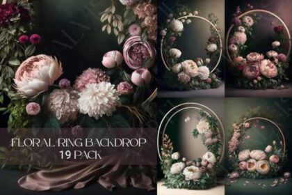 19 Floral Ring Digital Backdrop Overlays